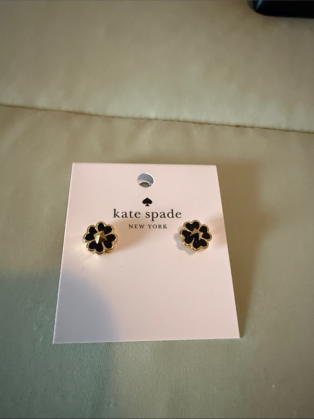 kate spade Gold Flower Stud Earrings with Black Centers - Picture 2 of 3